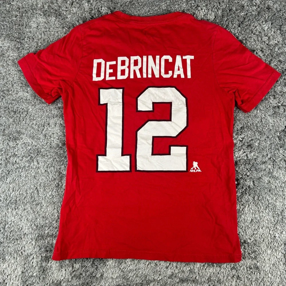 NHL Chicago Blackhawks Shirt Kids Medium 10/12 Red Alex DeBrincat 12 Graphic Tee